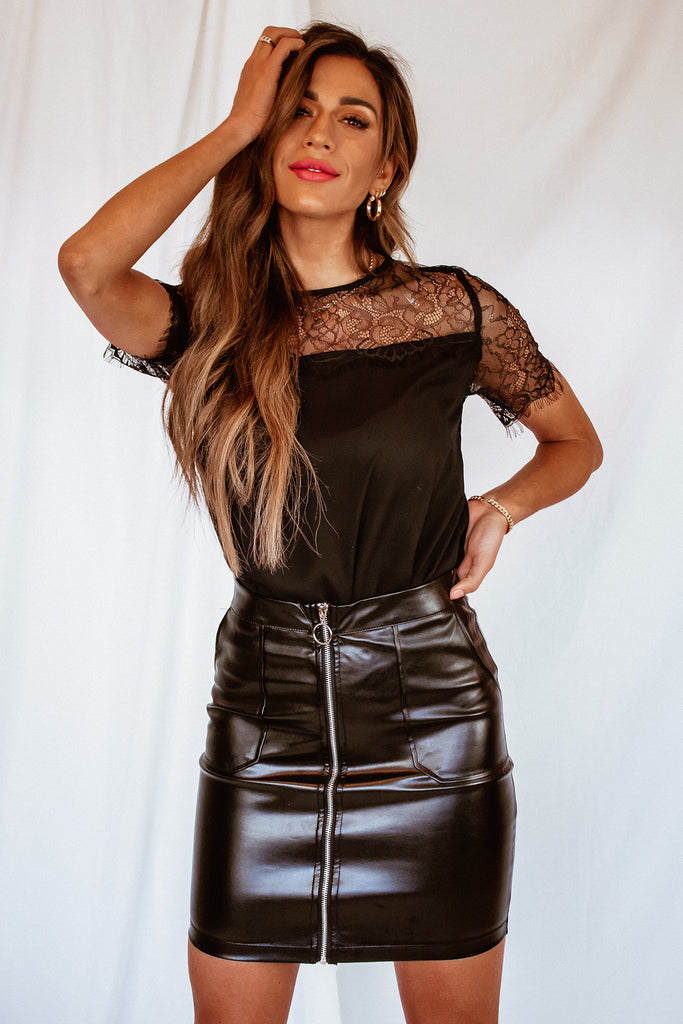 Night Out Vegan Leather Skirt